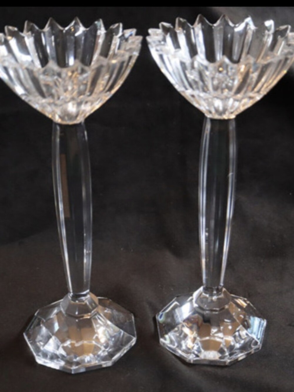 Vintage Mikasa Ice Palace Lead Crystal Candleholders W/ Bowls 10" Tall